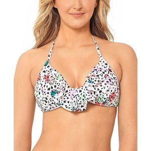 Salt+Cove Waiting Fur Tonight‎ Push-Up Ruffled Bikini Top Medium NWT